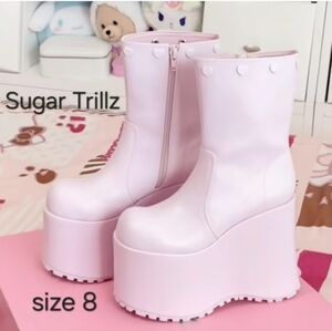 Sugar Thrillz Dolls Kill Powder Pink  Platform Boots